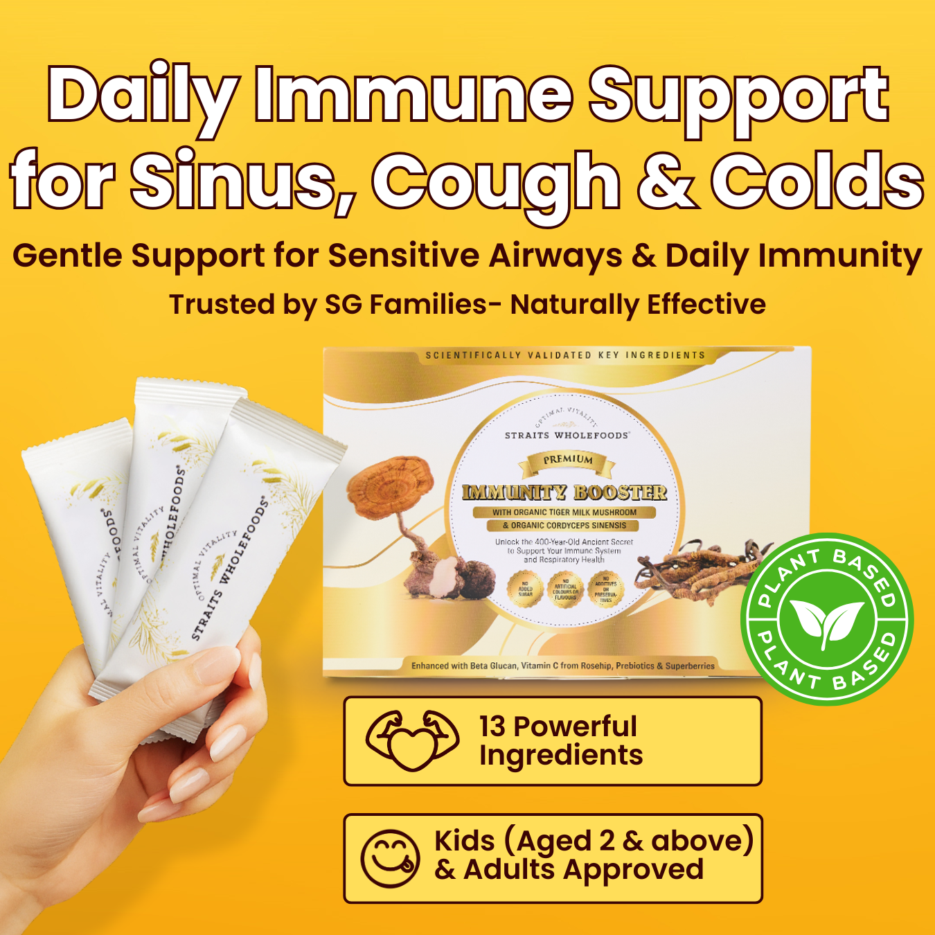 PREMIUM IMMUNITY BOOSTER (Organic Tiger Milk Mushroom & Cordyceps)