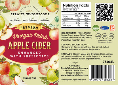 Premium Apple Cider Vinegar Drink Enhanced with Prebiotics (Ready-to-Drink)